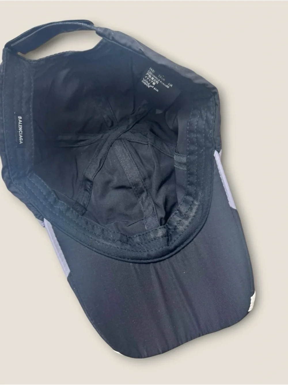 Balenciaga Racing Embroidered Logo Gray Stripe Baseball Cap Hat Black Size L - Picture 4 of 8